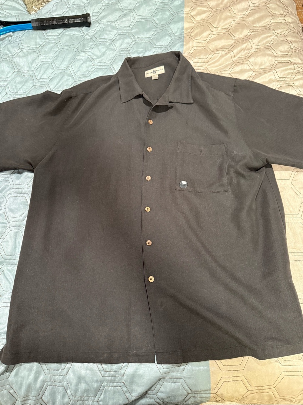 VTG Hook & Tackle POOL SHARK & 8 Ball Embroidered Black Hawaiian Shirt 2XL